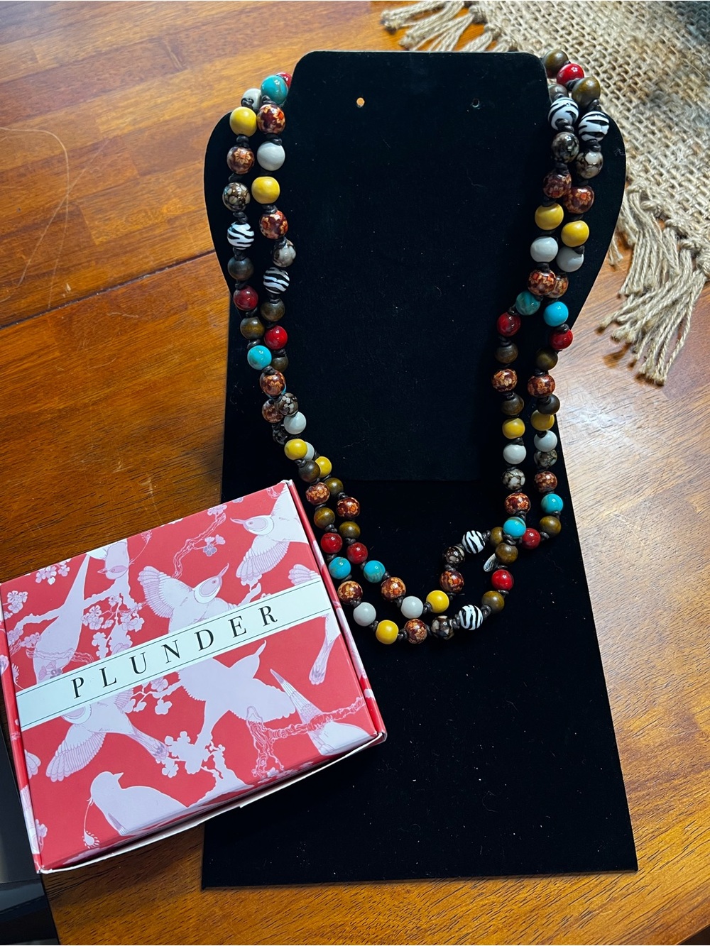 Plunder Red Turquoise Yellow Multicolor Double-Strand Beaded Necklace